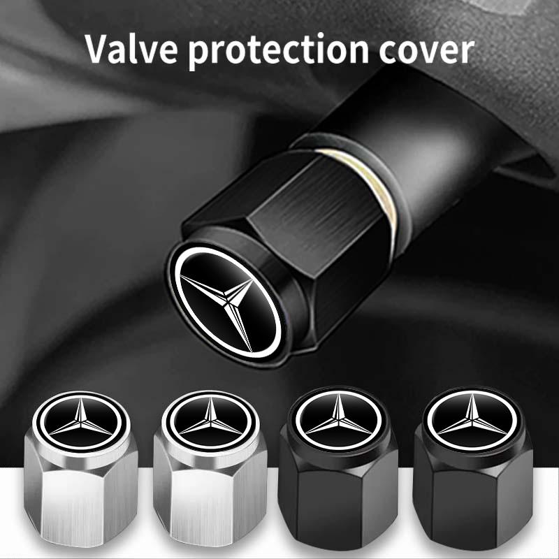 5pcs Metal Tire Valve Cap Dust Protection Cover Accessories For Mercedes Benz C180 C300 W124 W176 W177 C200 C260 GLC CLE CLA AMG CDEFG1
