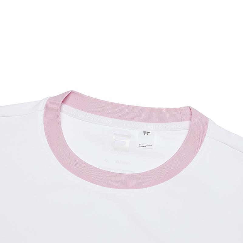 FILA Color Block Casual Short Sleeve T-Shirt Women tops Jade-White A11W513102FWT