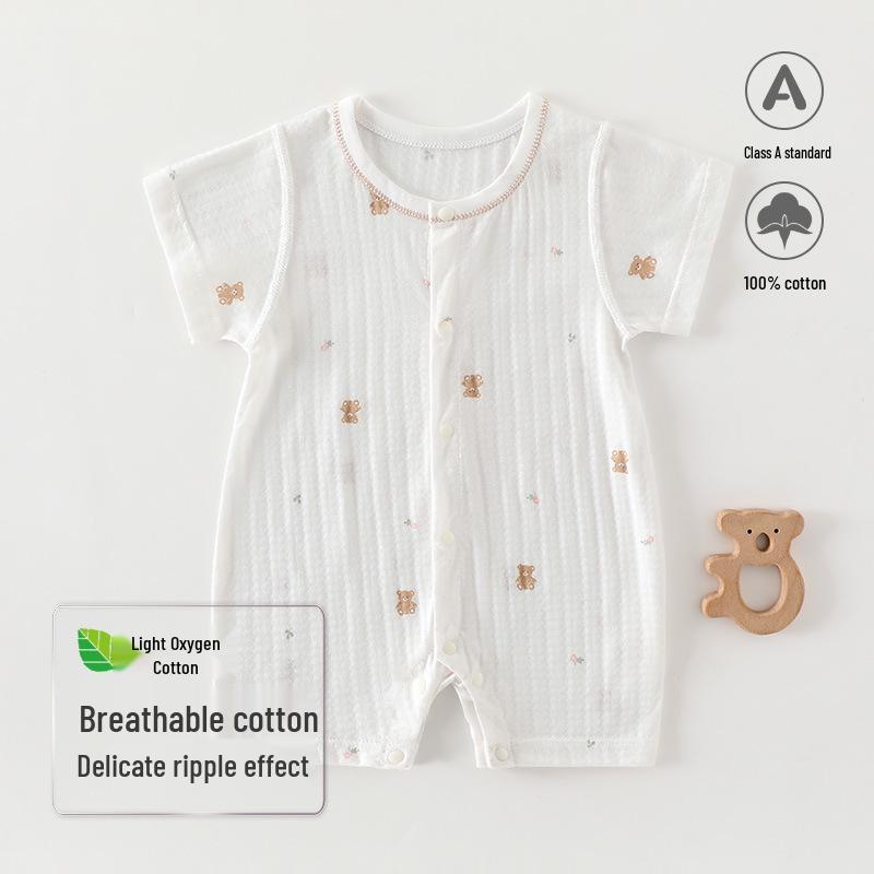 Summer Oxygen Cotton Baby Romper - A-Class Short Sleeve Bodysuit for Newborns