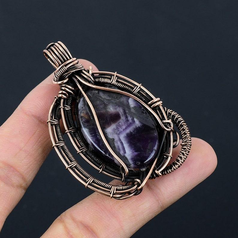 Amethyst Pendant Copper Wire Wrapped Pendant Amethyst Gemstone Pendant Copper Handmade Pendant Necklace For Christmas Gifts Birthday Gifts