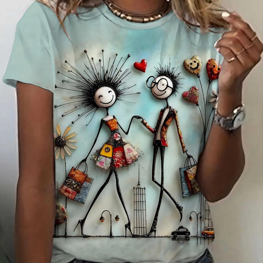 Cute Stylish Chick Trio Women's Tee - Glasses & Floral Outfit Graphic, Whimsical Farm Animal Print for Casual Daily Wear