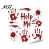 Temporary Party Wall Murals Halloween Horror Stickers, with Spooky Handprints Footprints Printed, Indoor Outdoor Decorations Self-adhesive Decals, for