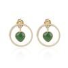 Gold-Plated 925 Sterling Silver Hetian Jade Two-Way Stud Earrings for Women with Certificate