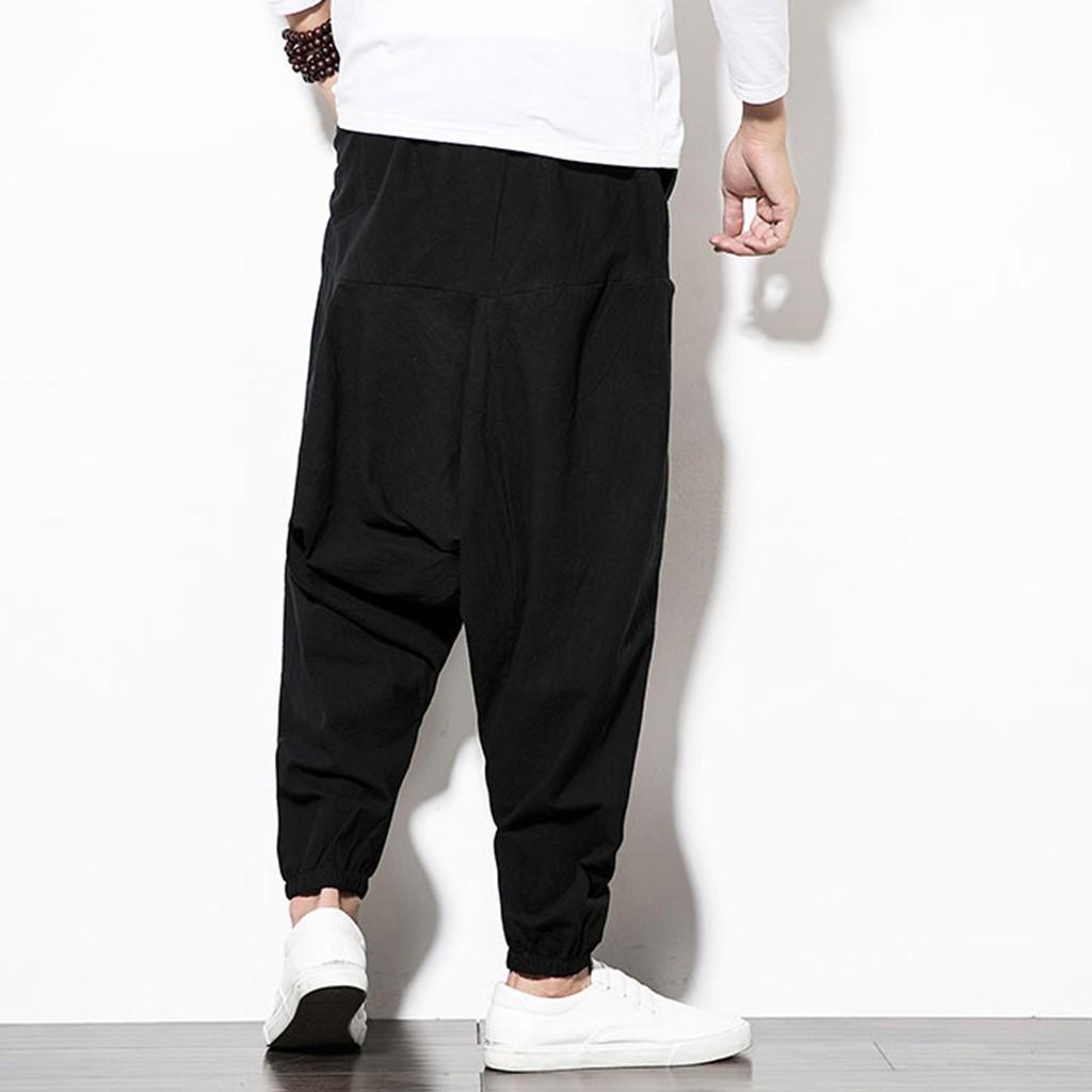 

(SU)Мужские модные брюки с широкими штанинами из хлопка и конопли низкого качества