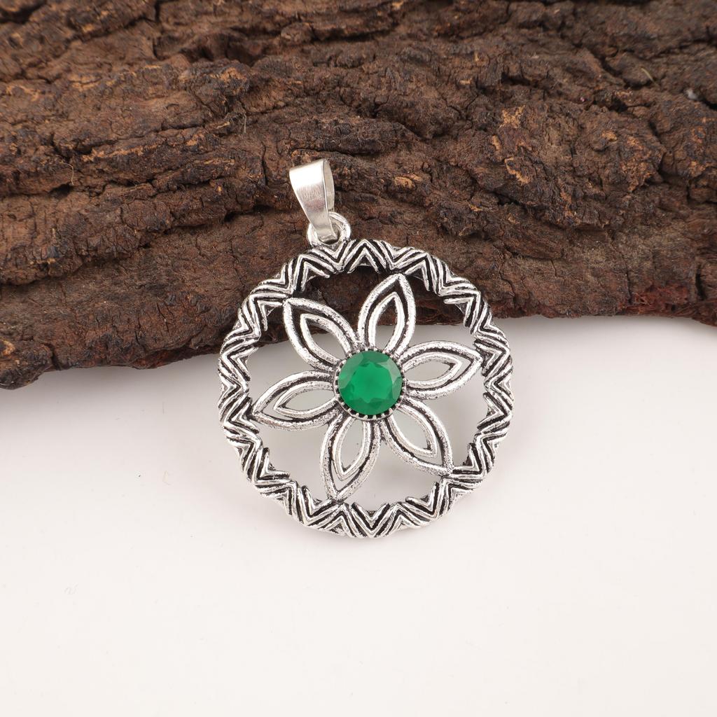 Green Onyx Pendant Handmade Gemstone Jewelry, 925 Solid Sterling Silver Pendant Unique Design Jewelry