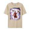 Laser Eyes Space Cat Riding Sloth Llama  Rainbow Shirts Graphic Tee White T Shirt Men
