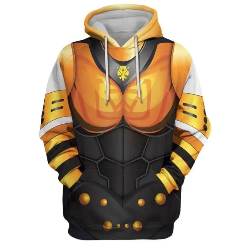 Men's 3D Robot Print Hoodie Red/Blue Cartoon Streetwear Sweatshirt Cotton Blend Pullover for Teen Boys