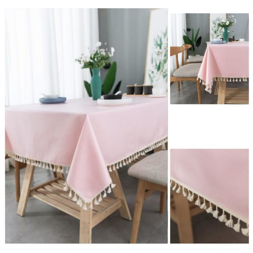 starink Nordic Rectangular and Square Tablecloth, Water-Repellent, Waterproof, Stylish, Cute Table Mat (Pink, 140x220cm)
