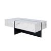 Living Room Table, LED Coffee Table with Storage, High-Gloss Coffee Table with Drawers, Modern Coffee Table