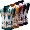Pánská argyle pletená vesta s výstřihem do V, bez rukávů, ležérní, slim fit pulovr, pletený svetr, lehké vesty