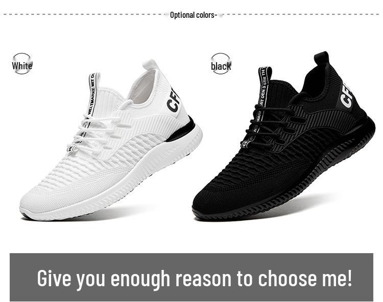 9017 Men's Height-Boosting Low-Top Running Shoes, Flyknit Mesh, Thick Sole, Casual Spring/Summer Jogging Sneakers