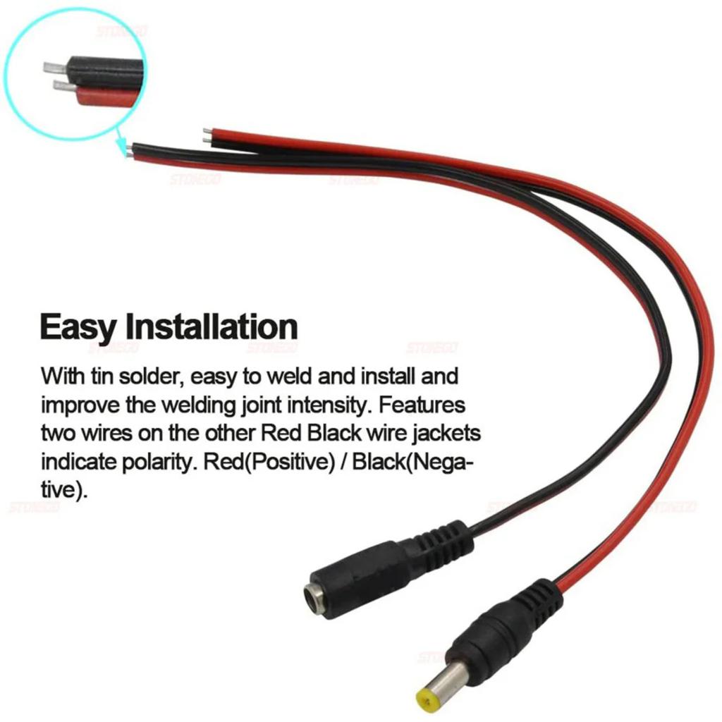 20/50PCS High-Quality 12V DC Male Female Connectors for Strip Lights - 5.5mm X 2.1mm Power Supply Adapter Plug Cable Wire Line J