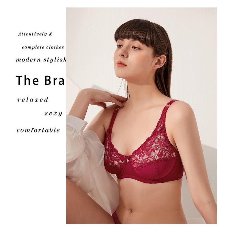 Ultra Thin Cup Gathering Sexy Lace Adjustable Bra with Steel Ring