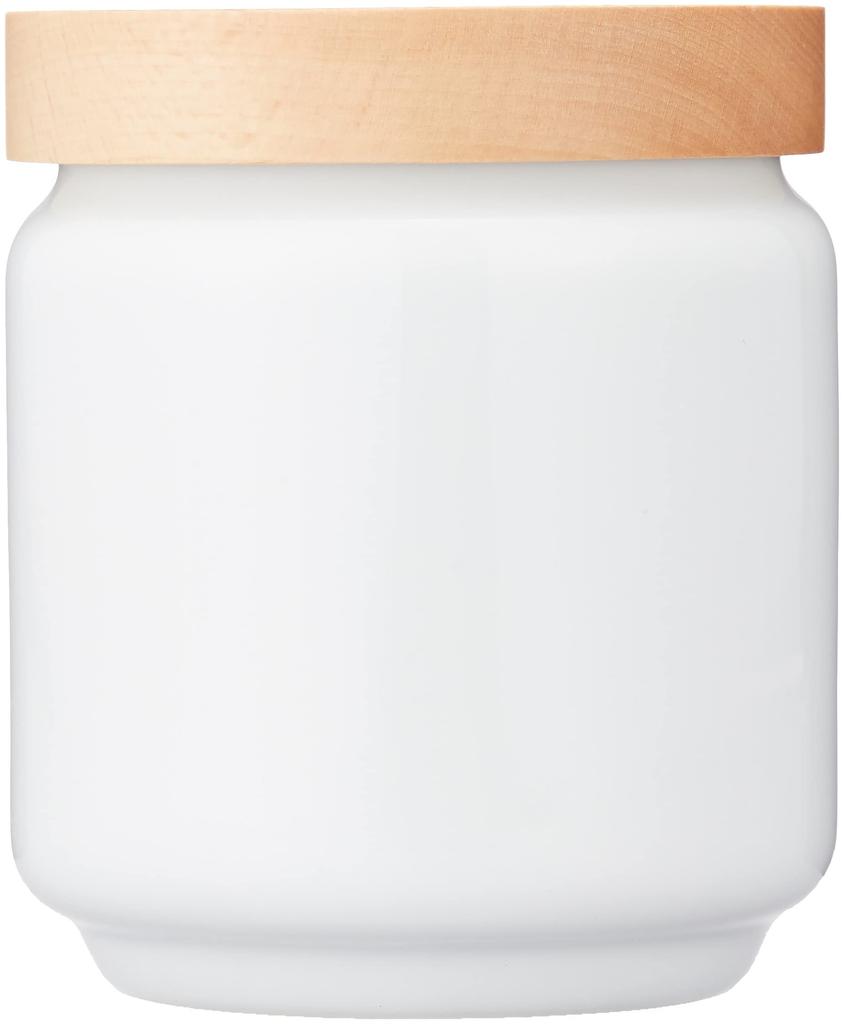 Ishimaru Tougei Hasami Ware Wooden Lid Canister Storage Container, Large, Approx. 450ml, White, Made In Japan, 112239 741