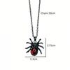 Gothic Punk Red Crystal Spider Pendant Necklace For Women With Alloy Chain