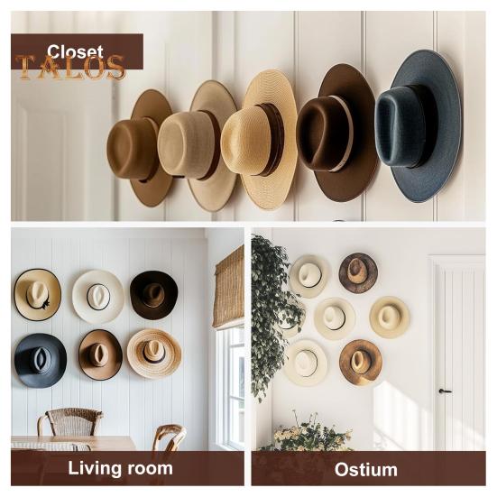 4/8Pcs Hat Hooks Cowboy Hat Racks Easy Installation Strong Adhesive Wall Mount Cap Holder Baseball Cap Organizers