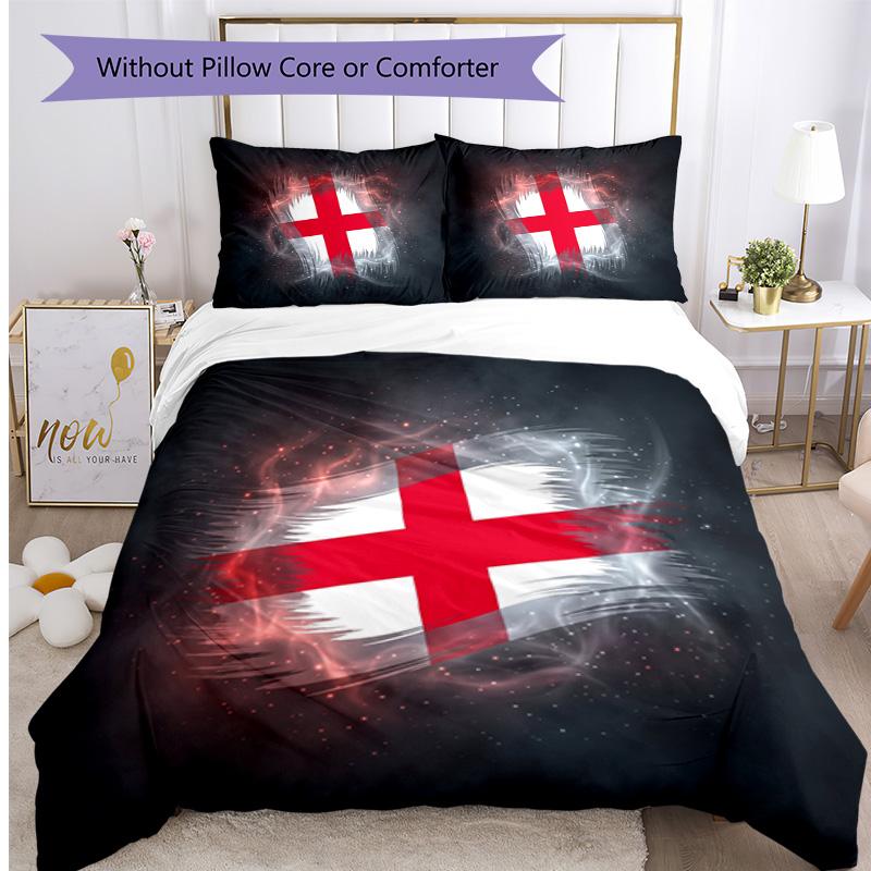 Set Biancheria da Letto Stampata Calcio Inghilterra 3 Pezzi Copriletto Traspirante Accogliente come Regalo per la Casa Nuova o per le Feste