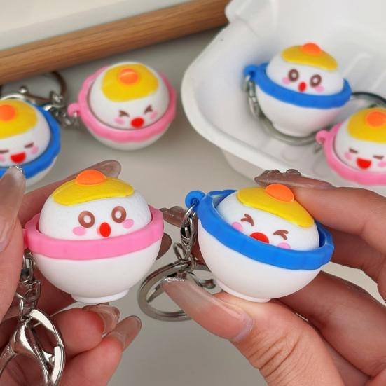 Ryż Żółtko Jajka Clicker Breloczek Zabawka Odstresowująca Kreskówkowa Miska Ryżu Przycisk Dekompresyjny Breloczek Fidget Breloczek do Kluczy Torba Plecak Portfel Zawieszka