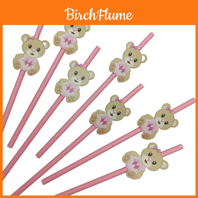 Teddy Bear Party Paper Straws For Cake Decor And Drink Presentation