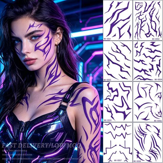 Baizihuahu 5 Sheets Temporary Tattoo Stickers, Skin-Friendly Demon Energy Pattern Tattoos, Hypoallergenic Non-Irritating Stickers for Kids Adults