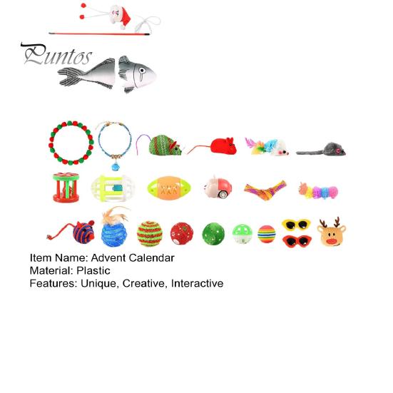 Cat Advent Calendar Interactive Countdown Blind Box 12/24 Cat Teasing Toys Bow Tie Collars Set Christmas Cat Accessories