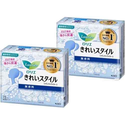 

Kirei Style Panty Liners, Unscented, 72 Sheets x 2 Packs (Total 144 Sheets)