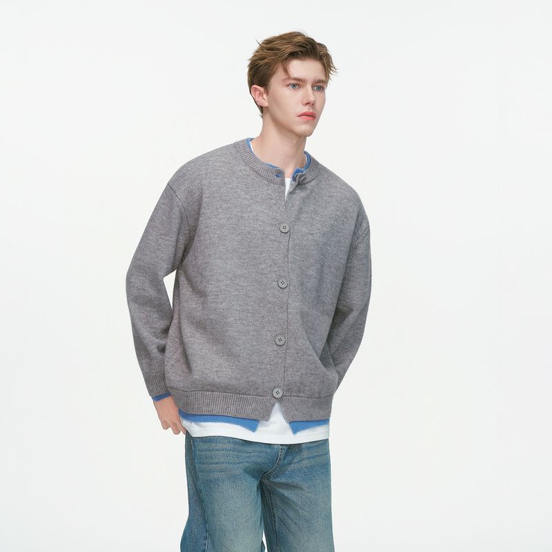 

Свитер-кардиган мужской в американском ретро-стиле Dream Made, имитирующий двухслойный, осенний, в стиле ленивого кэжуал, парная вязаная одежда Gray 2XL