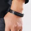 DPANCO Simple Blank Stainless Steel Rhodium Plated Magnetic Buckle Geometric Design PU Leather Men's Cuff Bracelets Fashion