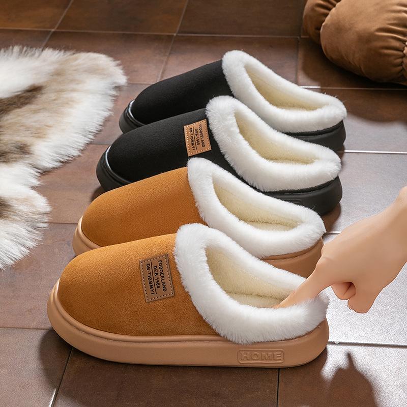 Cotton slippers home autumn and winter thick-soled plush shoes non-slip warm cotton shoes velvet couple cotton mop