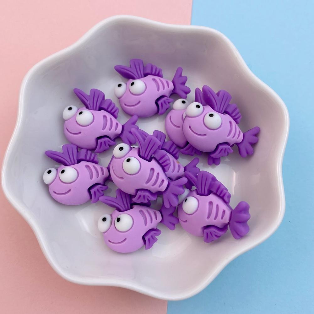 20Pcs New Cute Resin Crab, Lobster, Fish Ocean Series Flat Back Parts Embellishments For Hair Bows Accessories