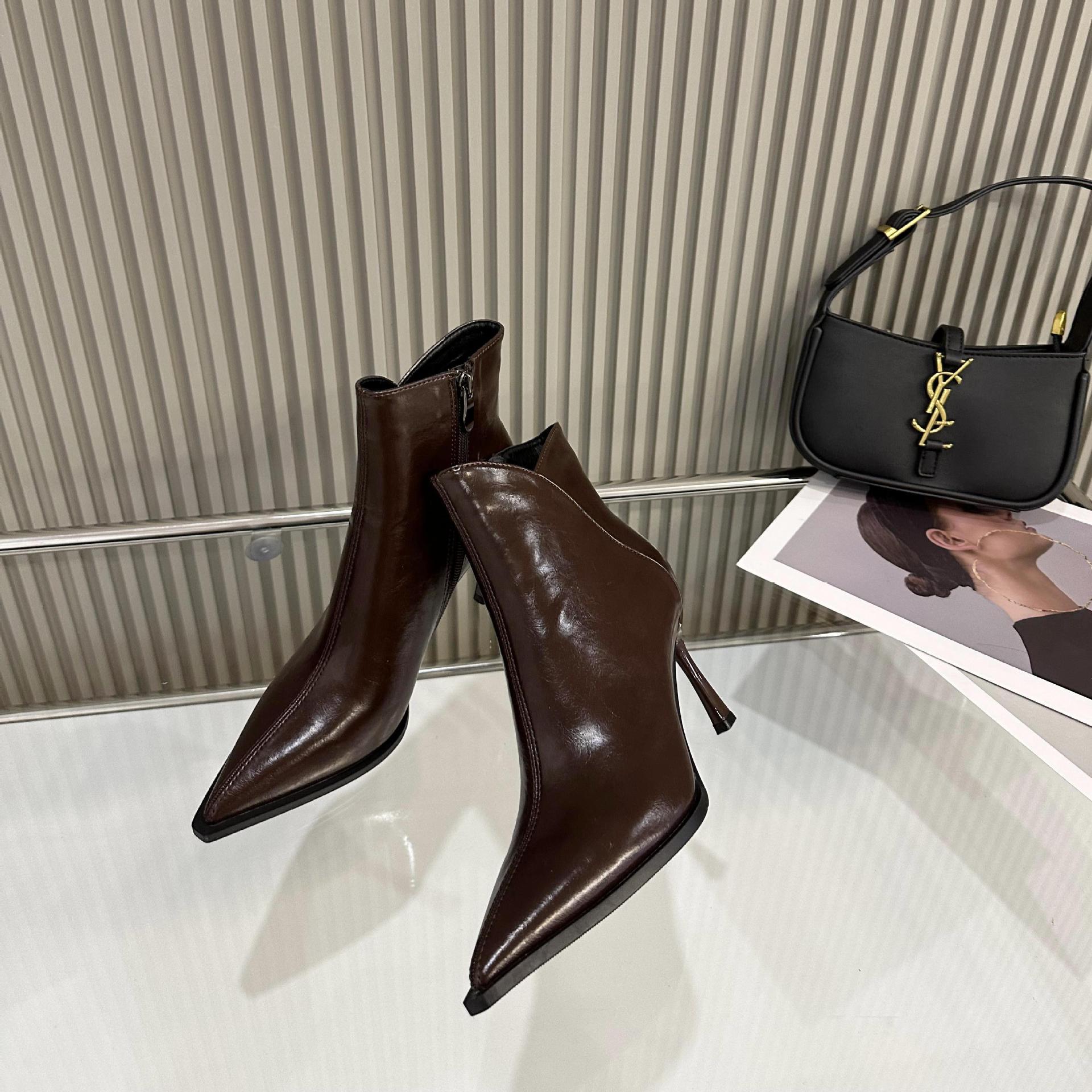 

Small boots for women show high heels, spring and autumn high heels, niche design, sensual pointed short boots, thin boots for women 39