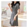 Navava Women No766 Casual Stripe Short Sleeve Polo Dress