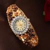 Round Dial Rhinestone Dress Watch Alloy Quartz Bracelet Wristwatch  Daily Use