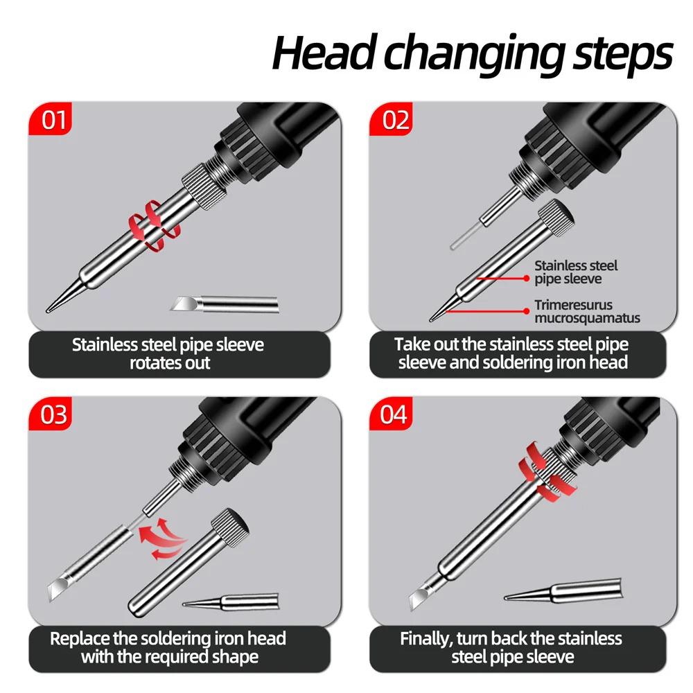 Electric Soldering Iron 60W Welding Equipment 110V/220V Adjustable Temperature Station Heat Pencil Tip Professional Repair Tool