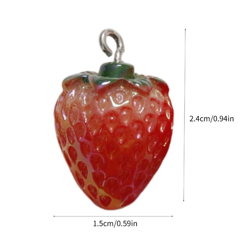 Moderne erdbeerförmige Perlen Harz Süße Fruchtanhänger für Halsketten Bastelartikel Bastelset für modische DIY-Enthusiasten
