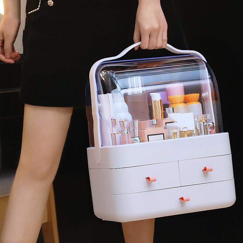 Cosmetics Storage Box Dust-Proof Desktop Makeup Organizer With Drawer For Skin Care Products Household Storage Box Shelf