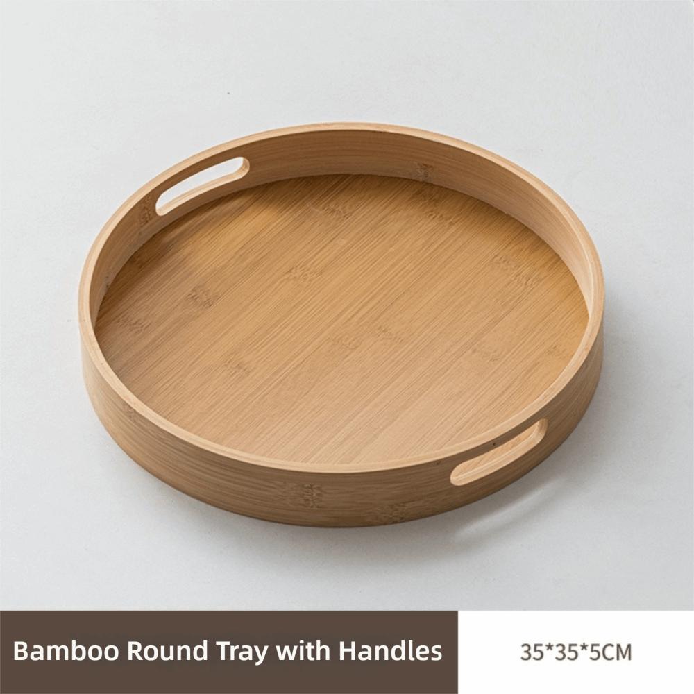 25/30/35/40CM Wood Tray Round Food Bread Pan New Decorative Tray Breakfast Dinner