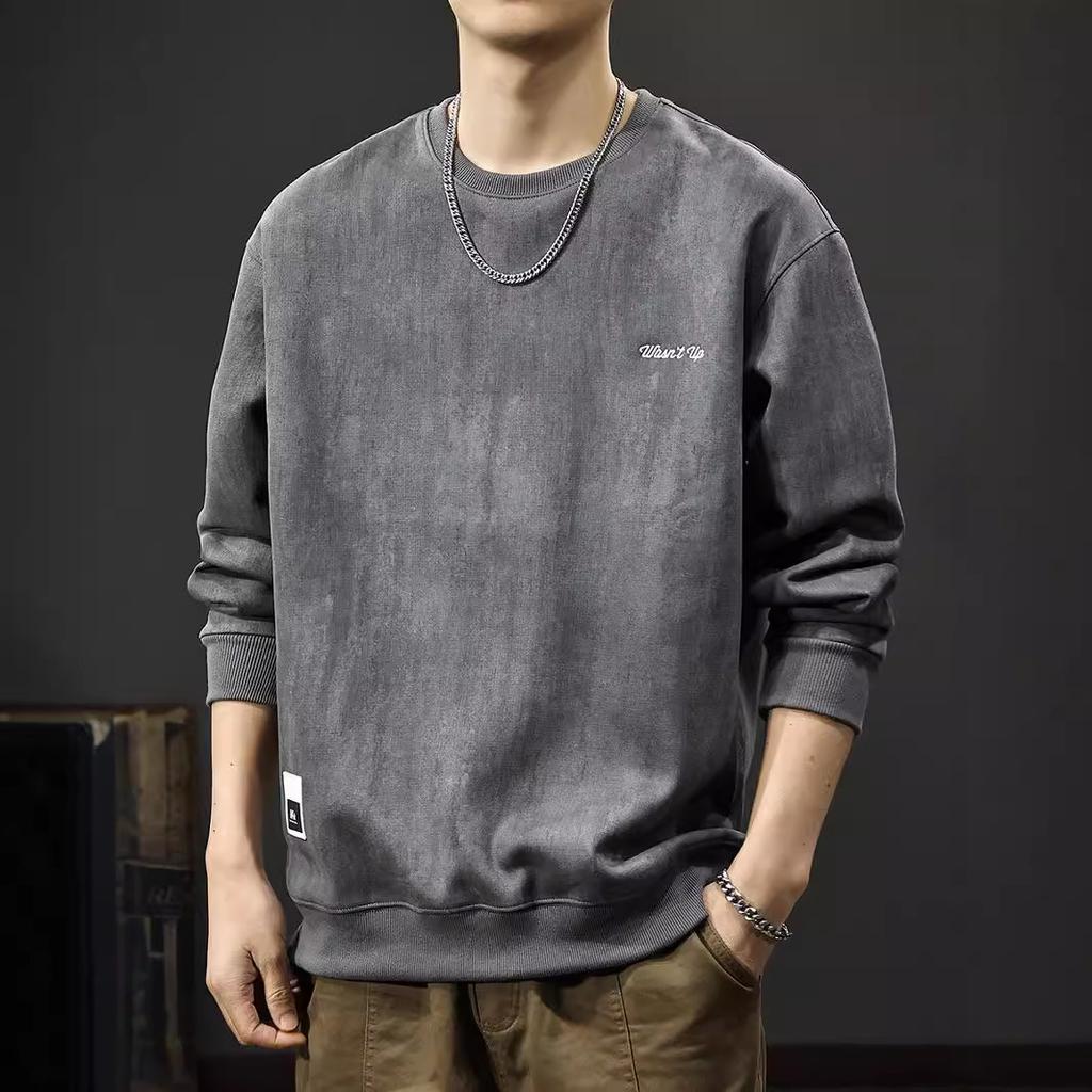 Autumn Suede Tie-Dye Sweater Men'S American Heavy-Duty Long-Sleeved Top Autumn And Winter Loose Casual Jacket