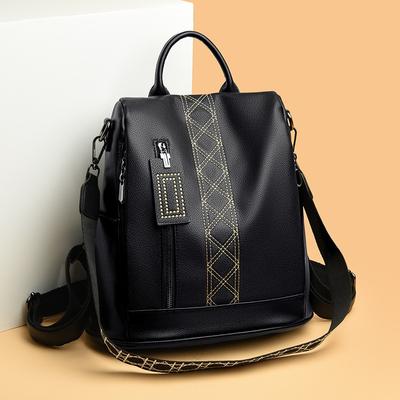 Nieuwe damesrugzak geborduurd garen modieus en eenvoudig forensen schooltas zachte leertextuur lichtgewicht schouder reisrugzak