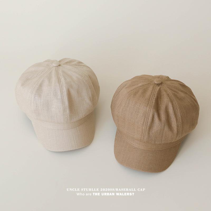 Spring Summer Cotton Linen Newsboy Hat Japanese Retro Art Painter Versatile Girls Octagonal Hat Face Showoff