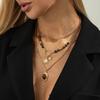 Salircon 3 Pcs/set Vintage Sunflower Brown Stone Beads Pendant Necklace for Women New Trendy Charms Sweater Chain Jewelry Gifts