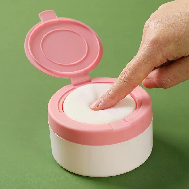 Portable Baby Body Powder Container with Powder Puff Safety Newborn Storage Box Cosmetic Puff Holder for Baby Care