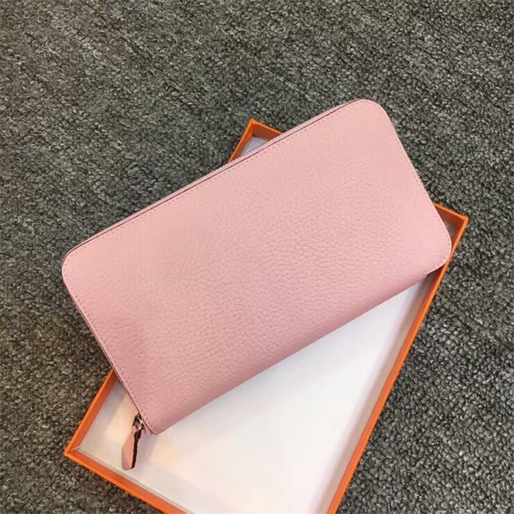 Женский кошелек 2023 новый на молнии кожа TOGO простая атмосфера кошелек первый слой коровья кожа цельный волос 20x2x11cm розовый 7840₽