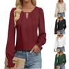 Women's Long Sleeved Shirt Fashionable Casual Lock Hole Pleated Fashion Shirt for Women Blouses