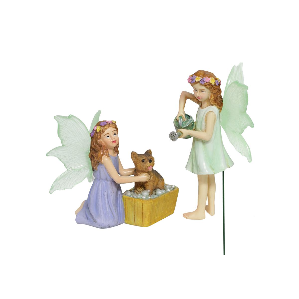

1set Bathing The Puppy Fairy,micro landscape decoration in flower pots,Resin Statue Art Craft, Creative Angel Garden Crafts, For