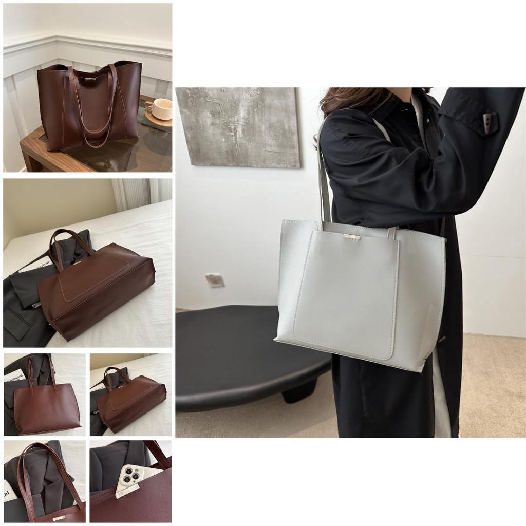 Chic Vintage Style Fashionable Shoulder Tote Bag For College Students In Brown And Black