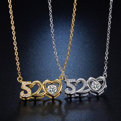 520 Digital Smart Necklace Women's Imitation Silver Clavicle Chain Heart Pendant