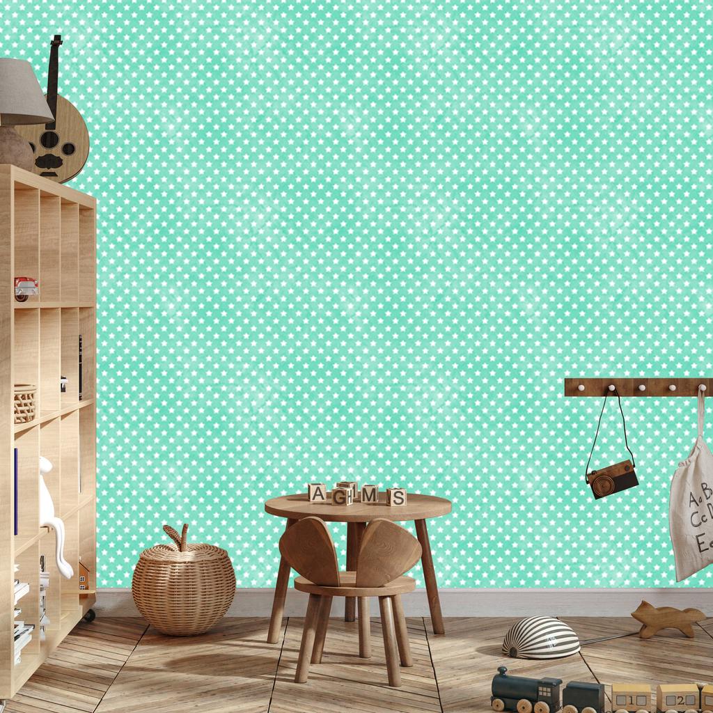 Mint Stars Wallpaper, Subtle Detail for Living Room and Bedroom 50x1000