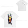 [2] American trendy brand short-sleeved t-shirt black and white collection printed short-sleeved t-shirt casual couple men and women of the same style