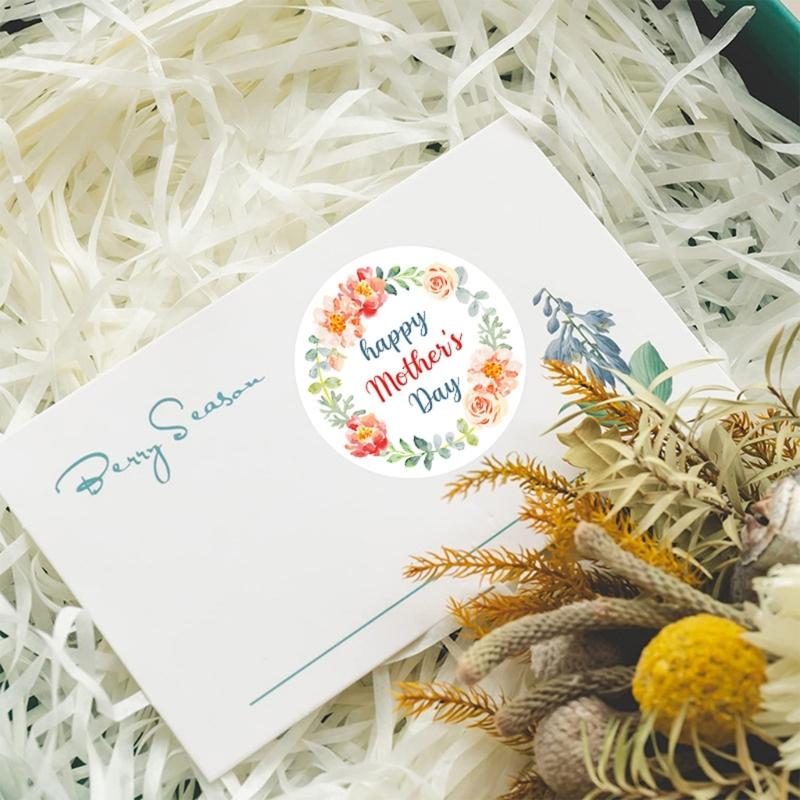 500Pcs Colorful Flower Sticker Roll for Mother's Day Cards and Crafts Project Gift Wrapping Round Adhesive Labels Decal